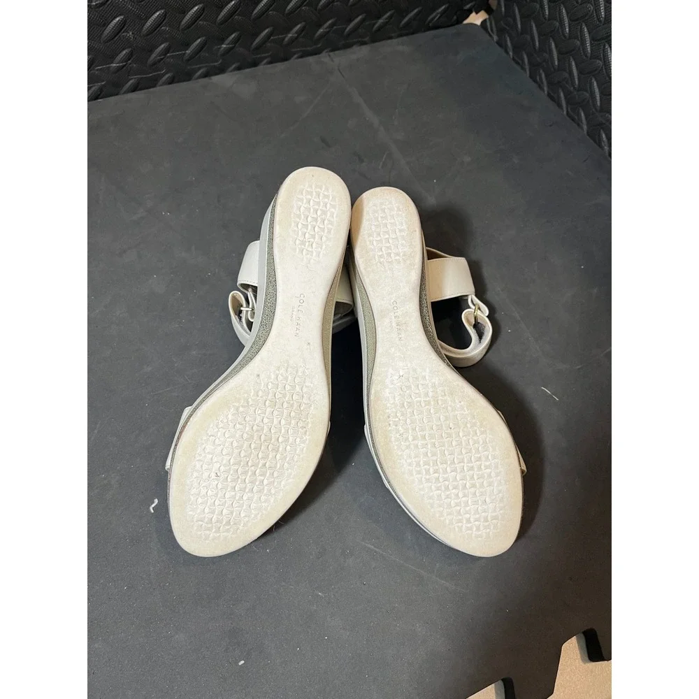Cole Haan Grand Ambition Sandals Womens 6.5 Ivory White Wedge Platform‎ Strap